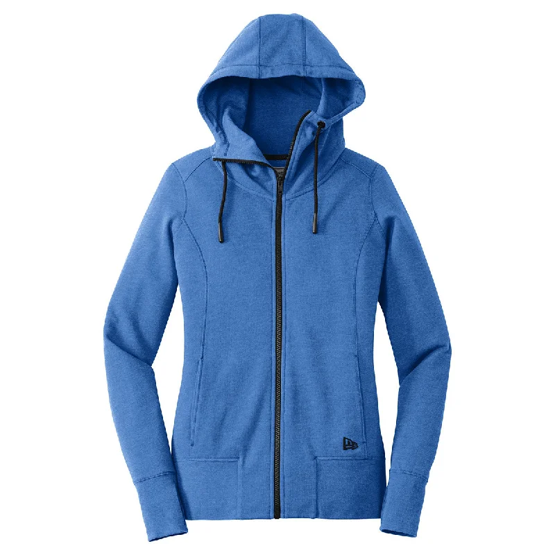 New Era Women's Royal Heather Tri-Blend Fleece Full Zip Hoodie Hoodie with Monochrome Minimalist Simple New Era Women's Royal Heather Tri-Blend Fleece Full Zip Hoodie Hoodie with Monochrome Minimalist Simple