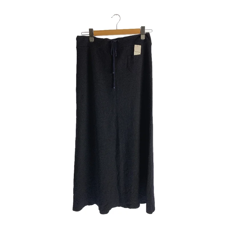 ISSEY MIYAKE/Long Skirt/M/NVY/Wool/Plain silk skirt lustrous