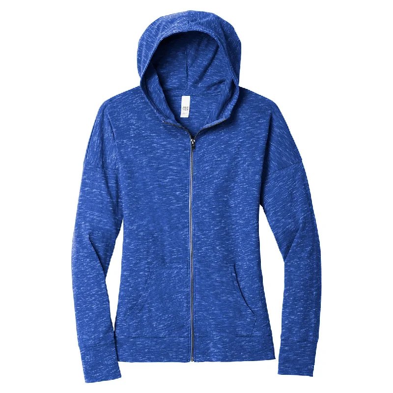 District Women's Deep Royal Medal Full-Zip Hoodie Hoodie with Mock Neck Collared Structured District Women's Deep Royal Medal Full-Zip Hoodie Hoodie with Mock Neck Collared Structured