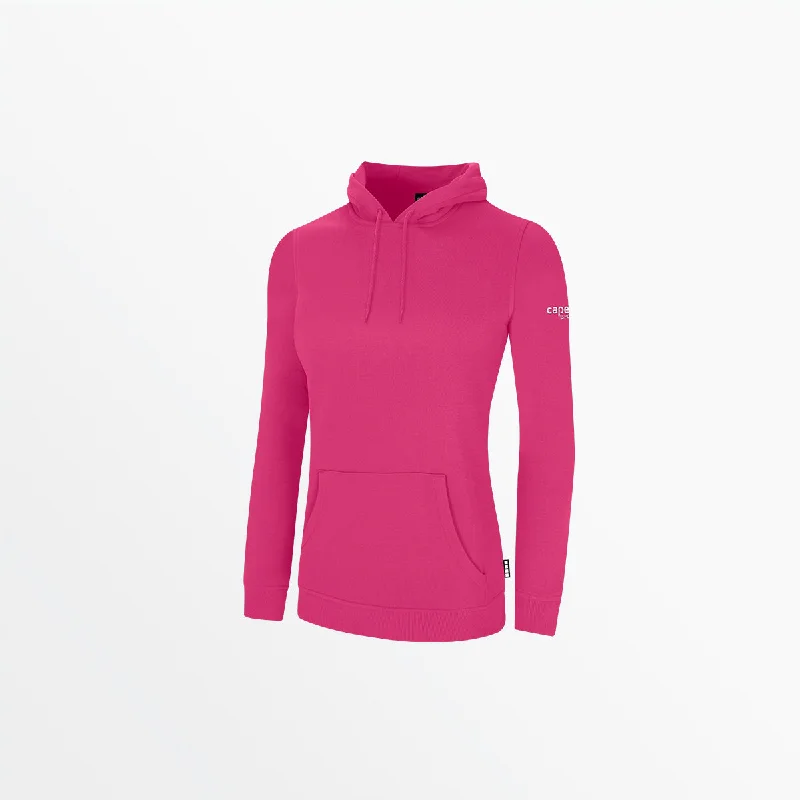 WOMEN'S BASICS FLEECE PULLOVER HOODIE WITH SLEEVE LOGO Honey Neck Pullover