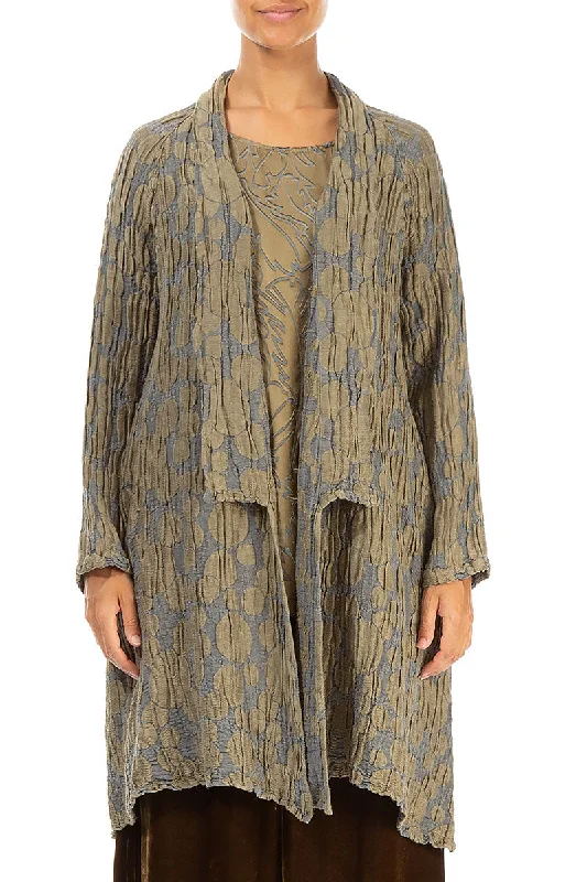 Open Silver Sage Circle Silk Linen Jacket Fleece Jacket Down Jacket Feather Jacket