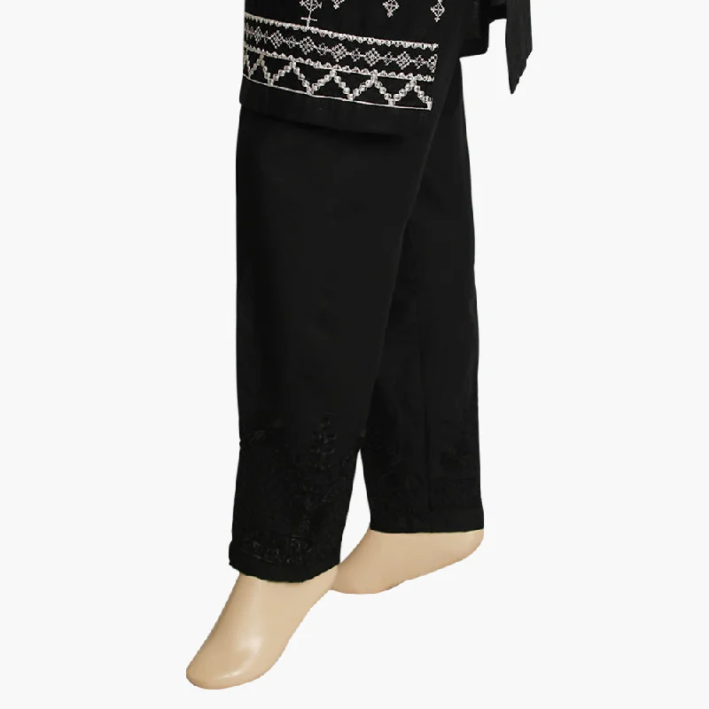 Women's Embroidered Trouser - Black Trousers Cargo Utility