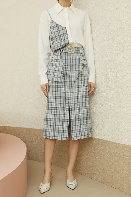 Fansilanen | Plaid Split Midi Skirt lace skirt delicate
