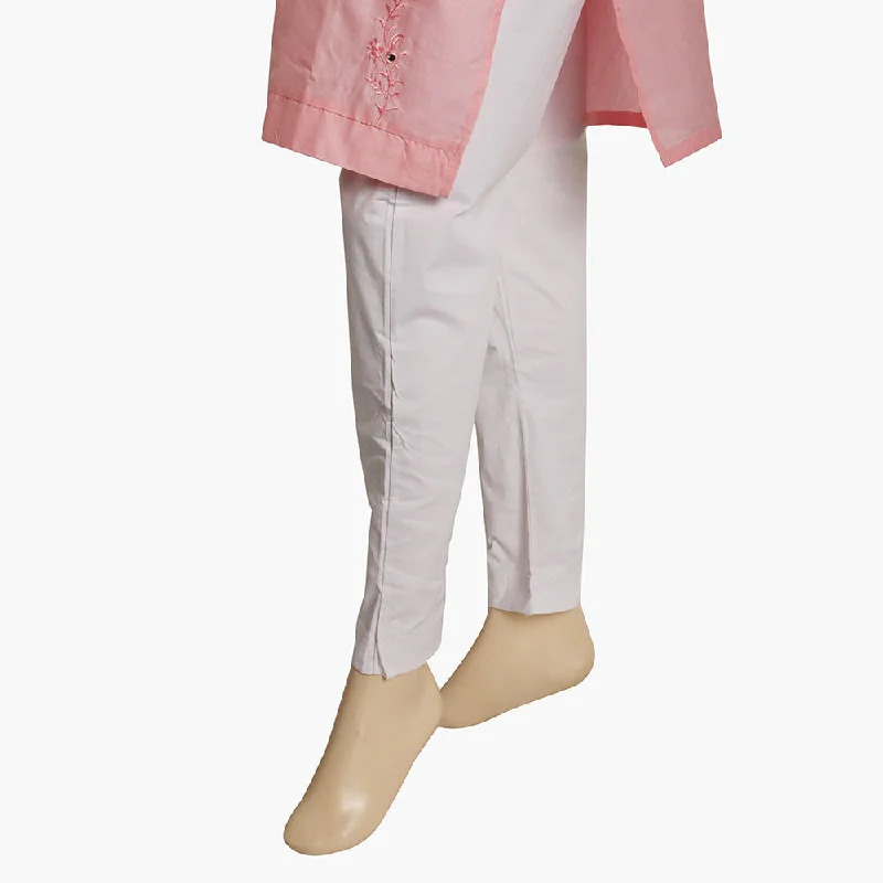 Women's Basic Trouser - White Trousers Palazzo Wide Leg