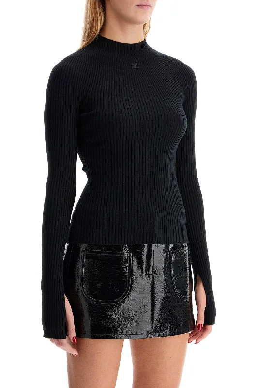 Courreges Bed Fitted Pullover With Solar Light Short Sleeve Top