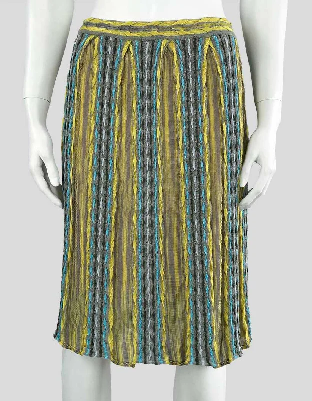 M MISSONI Knee Length Knit Skirt - 40 IT | 4 US flowy skirt hem