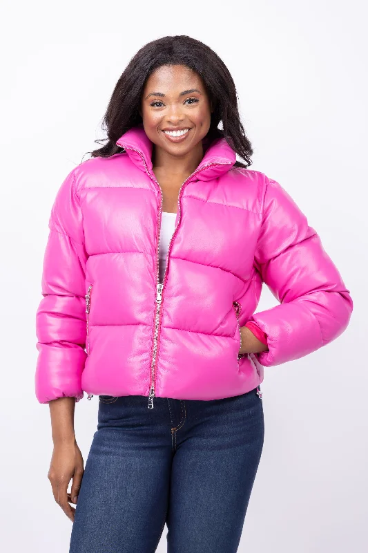 L'Agence Larsen Puffer Jacket In Deep Pink Notch Collar Jacket Peter Pan Collar Jacket Cowl Neck Jacket L'Agence Larsen Puffer Jacket In Deep Pink Notch Collar Jacket Peter Pan Collar Jacket Cowl Neck Jacket
