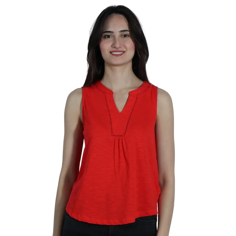 ST.JOHN'S BAY -  Split V neck Tank Top gold tank top
