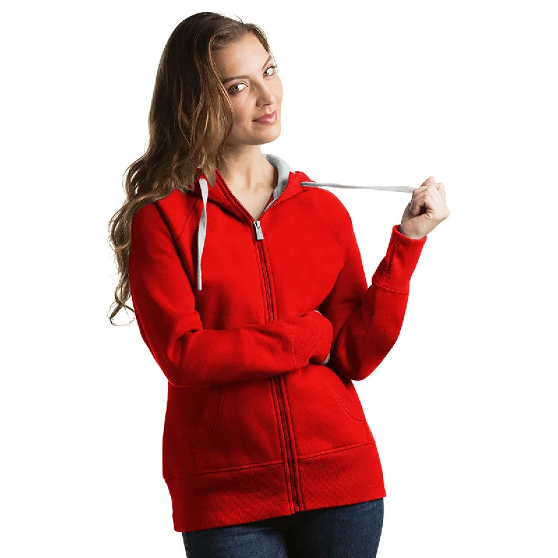 Antigua Women's Bright Red Victory Hoodie Hoodie with Hood Adjustable Protection