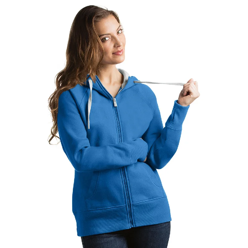 Antigua Women's Columbia Blue Victory Hoodie Hoodie with Ribbed Hem Stretchable Secure Antigua Women's Columbia Blue Victory Hoodie Hoodie with Ribbed Hem Stretchable Secure