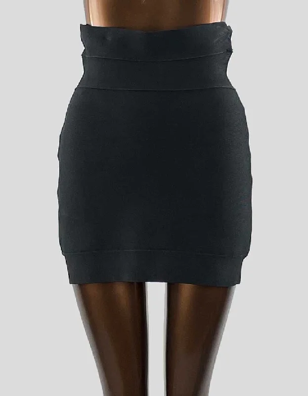 Herve Leger Mini Skirt leather skirt sleek