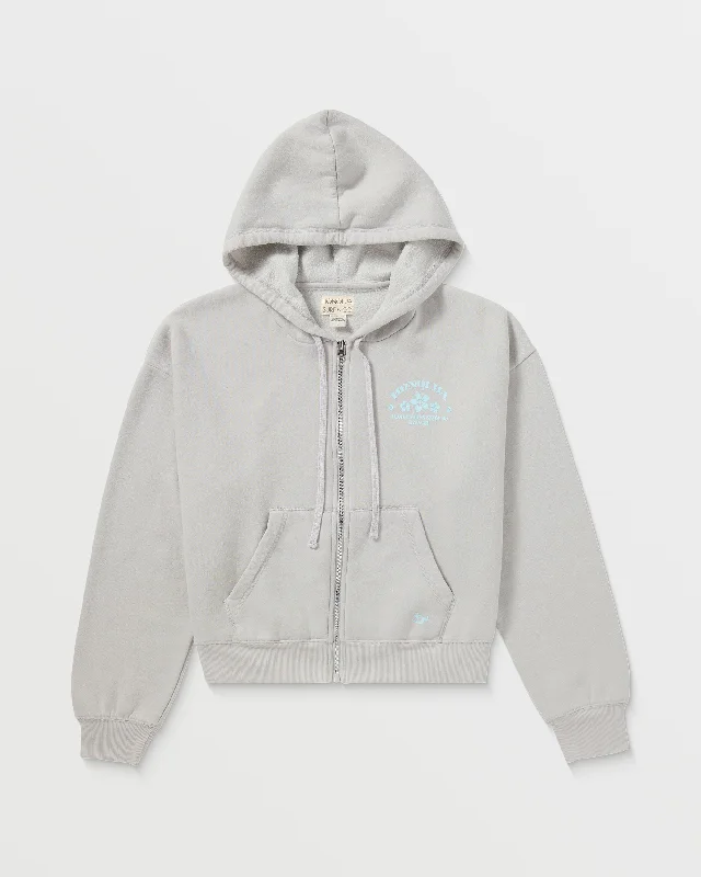 Womens Lei 95 Zip-Up Hoodie - Pearl Grey Hoodie with High Neck Warm Protective