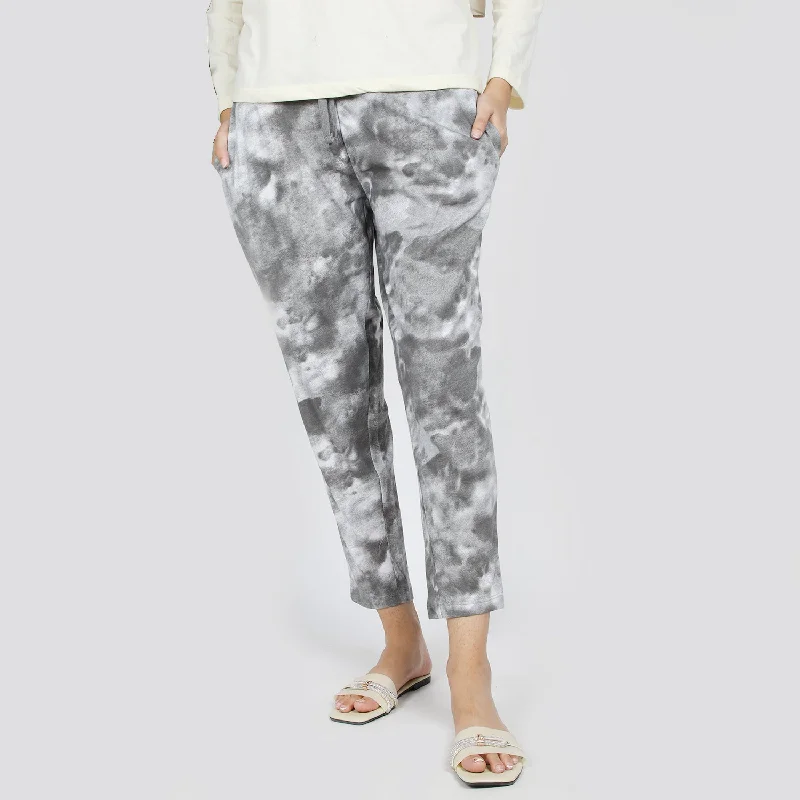 Women's Printed Trouser - Light Green Trousers Flared Retro