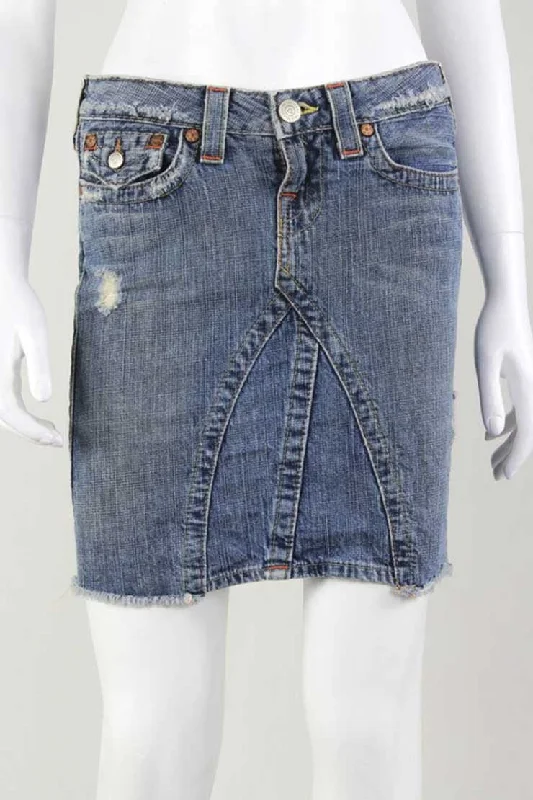 True Religion Joey Denim Mini Skirt Size 27 US a-line skirt cut