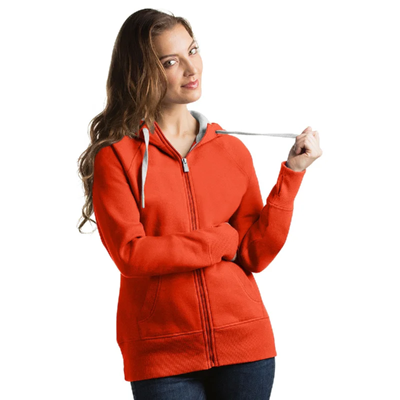 Antigua Women's Dark Orange Victory Hoodie Hoodie with Longline Fit Extended Stylish