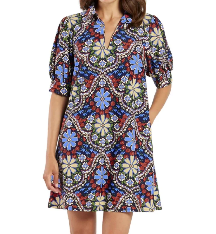 Emerson Felicity Floral Dress In Navy
