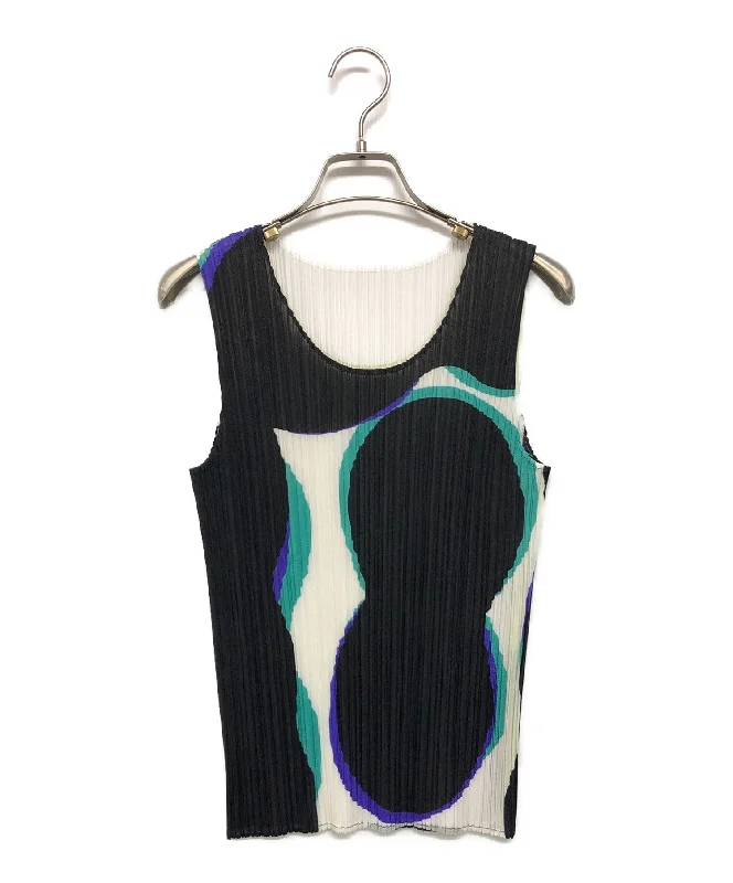 [Pre-owned] PLEATS PLEASE Design Sleeveless Pleated Cut and Sewn/Pullover PP73-JK781 Fitted Ribbed Sweater