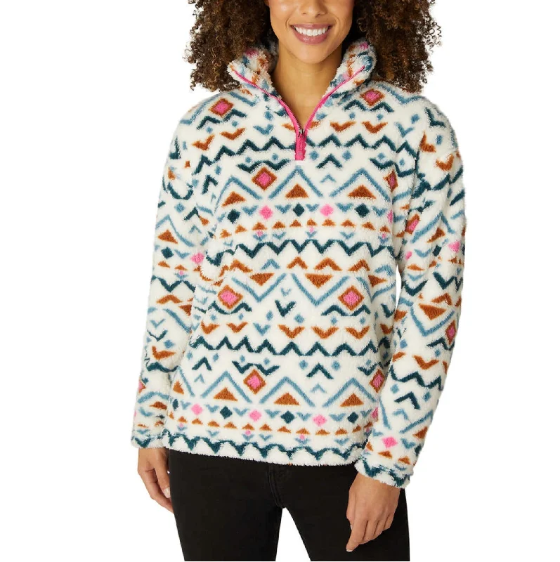 Eddie Bauer Women's Ultra Soft Plush Fleece Quarter Zip Sweatshirt Aztec Print Pullover Top Fitted Ribbed Sweater Eddie Bauer Women's Ultra Soft Plush Fleece Quarter Zip Sweatshirt Aztec Print Pullover Top Fitted Ribbed Sweater