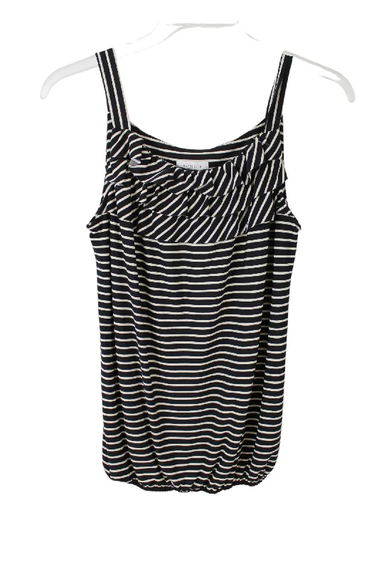 Van Heusen Black Tan Striped Tank | L metallic tank top