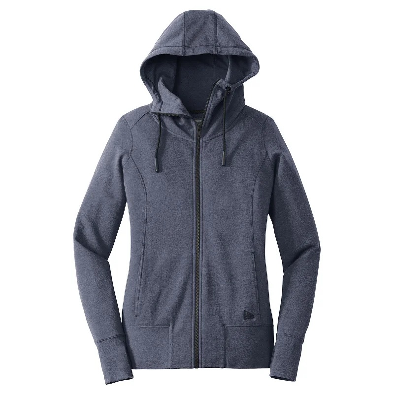 New Era Women's True Navy Heather Tri-Blend Fleece Full Zip Hoodie Hoodie with Contrast Stitching Detailed Premium New Era Women's True Navy Heather Tri-Blend Fleece Full Zip Hoodie Hoodie with Contrast Stitching Detailed Premium