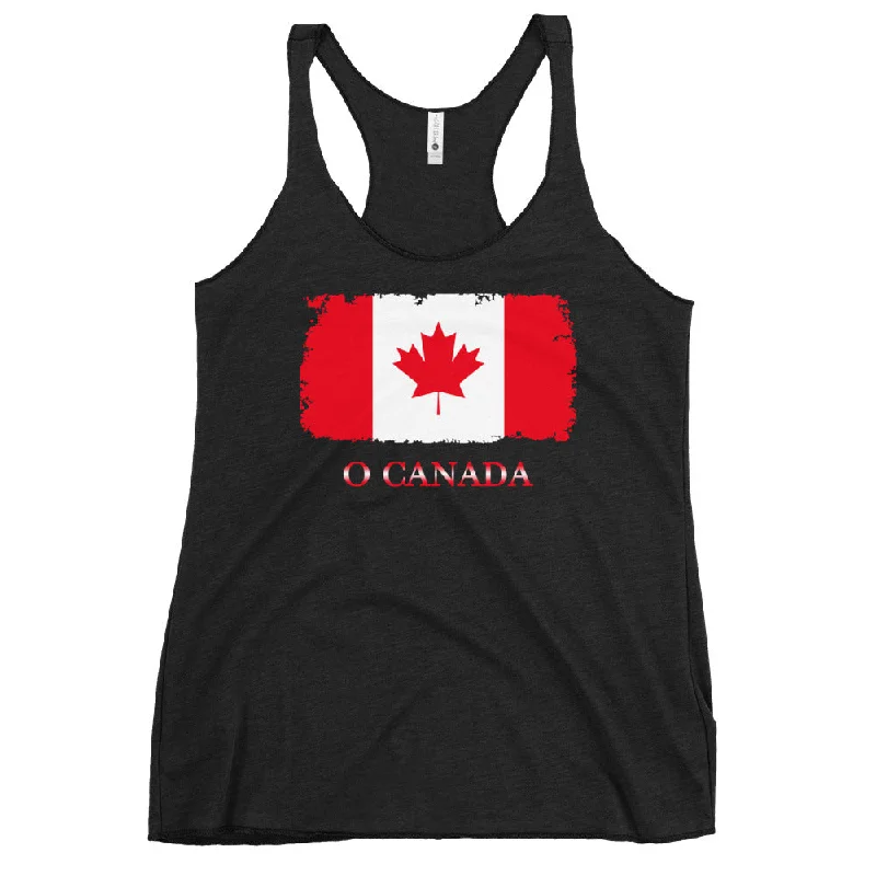 The Official Flag of Canada Maple Leaf Women's Racerback Tank Top Shirt teal tank top The Official Flag of Canada Maple Leaf Women's Racerback Tank Top Shirt teal tank top