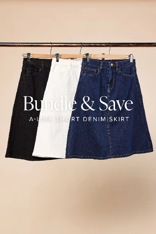 The Denim Short A-Line Skirt Bundle velvet skirt plush