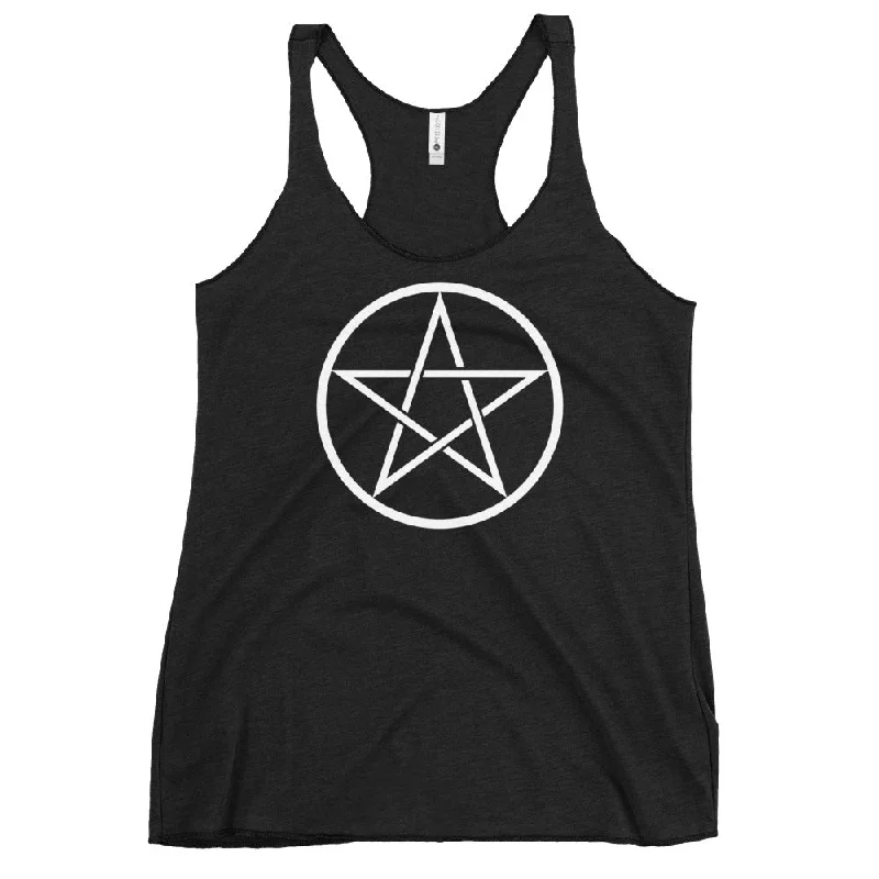 White Goth Wiccan Woven Pentagram Women's Racerback Tank Top Shirt stretchy tank top White Goth Wiccan Woven Pentagram Women's Racerback Tank Top Shirt stretchy tank top