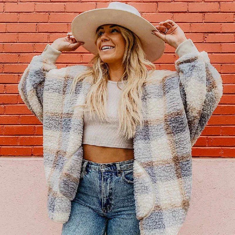 Blue Plaid Lightweight Body Wrap with Hoodie and Pockets Hoodie with Half-Zip Sporty Casual Blue Plaid Lightweight Body Wrap with Hoodie and Pockets Hoodie with Half-Zip Sporty Casual