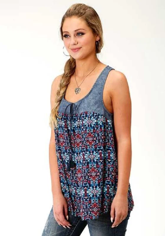 Women's Roper Sunset Tapestry & Denim Tank Top loose fit tank