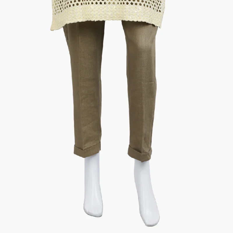 Women's Woven Trouser - Brown Trousers Plaid Checkered