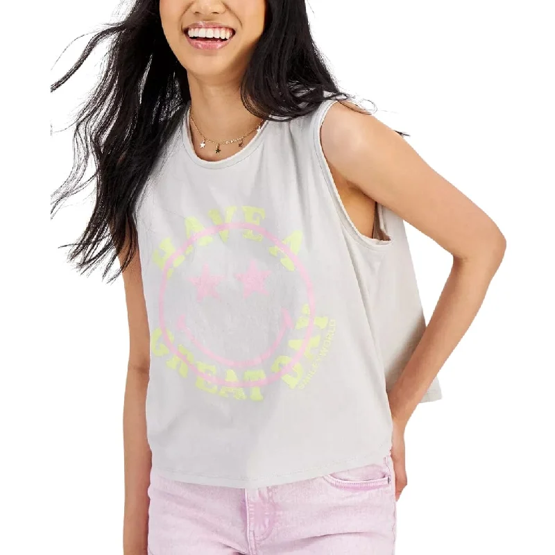 SMILEY WORLD - Graphic-Print Tank Top white tank top
