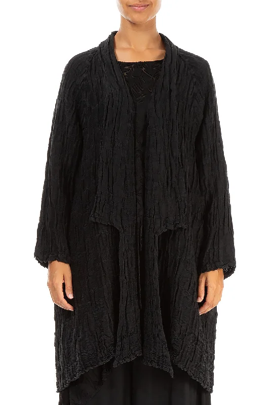 Open Black Circle Silk Linen Jacket Embroidered Jacket Appliqued Jacket Beaded Jacket Open Black Circle Silk Linen Jacket Embroidered Jacket Appliqued Jacket Beaded Jacket