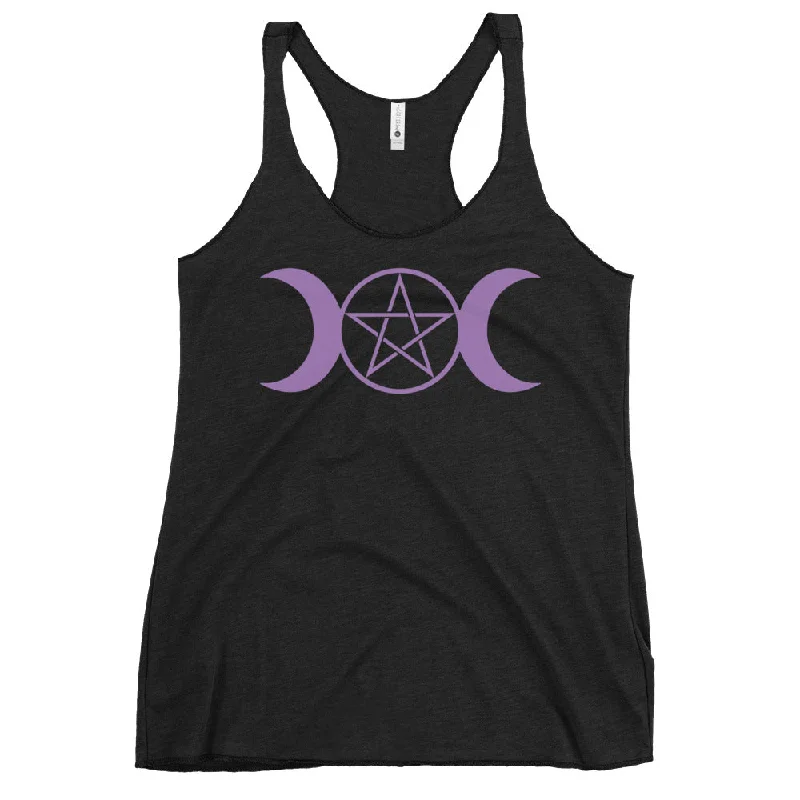 Purple Triple Moon Goddess Wiccan Pagan Symbol Women's Racerback Tank Top Shirt bold tank top Purple Triple Moon Goddess Wiccan Pagan Symbol Women's Racerback Tank Top Shirt bold tank top