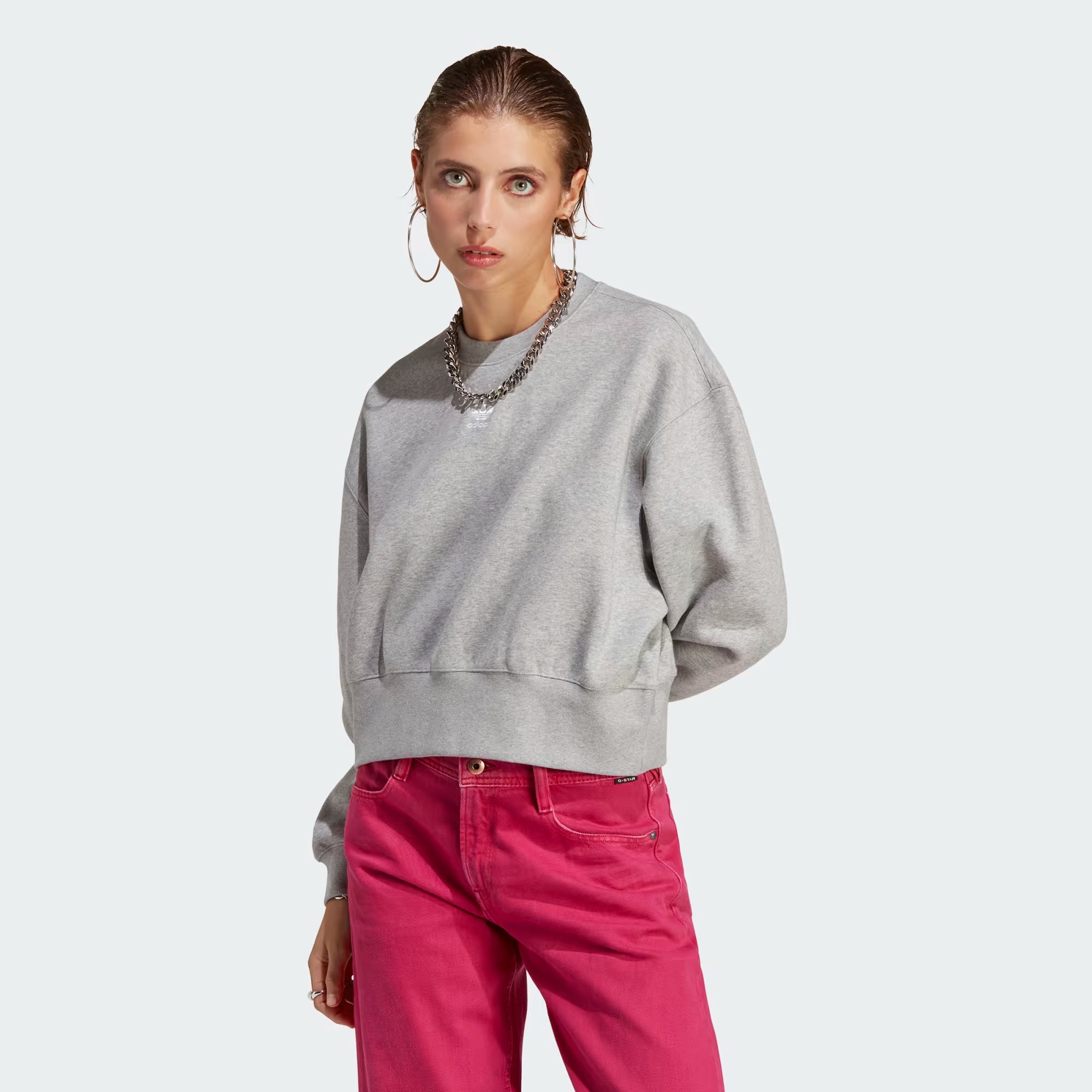 Adidas Adicolor Essentials Crew Sweatshirt - Women Hoodie with Back Slit Movement Comfort Adidas Adicolor Essentials Crew Sweatshirt - Women Hoodie with Back Slit Movement Comfort
