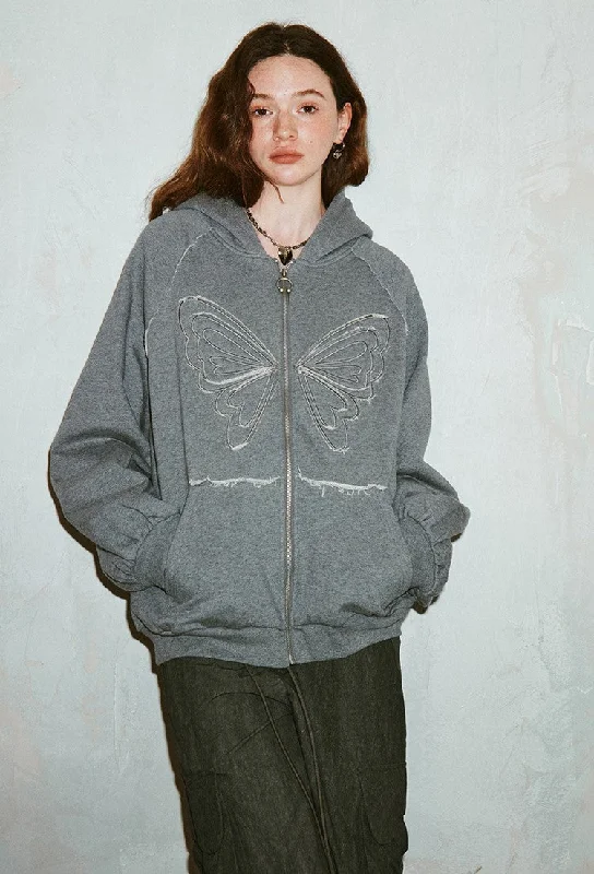 Butterfly Loose Lazy Sweatshirt Hoodie DID0157 Hoodie with Hood Adjustable Protection Butterfly Loose Lazy Sweatshirt Hoodie DID0157 Hoodie with Hood Adjustable Protection