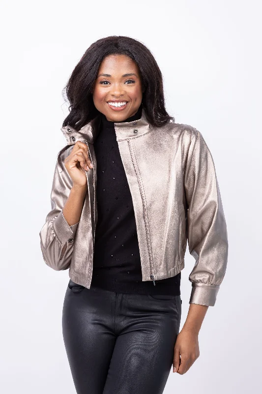 Christy Lynn Janine Jacket in Steel Welt Pockets Slit Pockets Flap Pockets