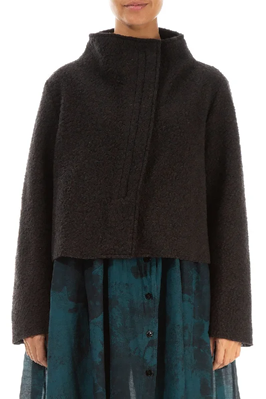 Short Dark Chocolate Plush Wool Cotton Jacket Wool Fabric Cashmere Fabric Tweed Fabric Short Dark Chocolate Plush Wool Cotton Jacket Wool Fabric Cashmere Fabric Tweed Fabric