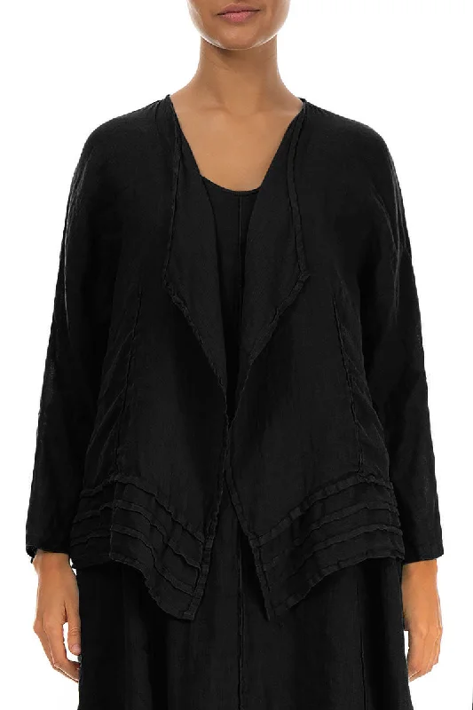 Open Black Gauze Linen Jacket Denim Jacket Leather Jacket Suede Jacket