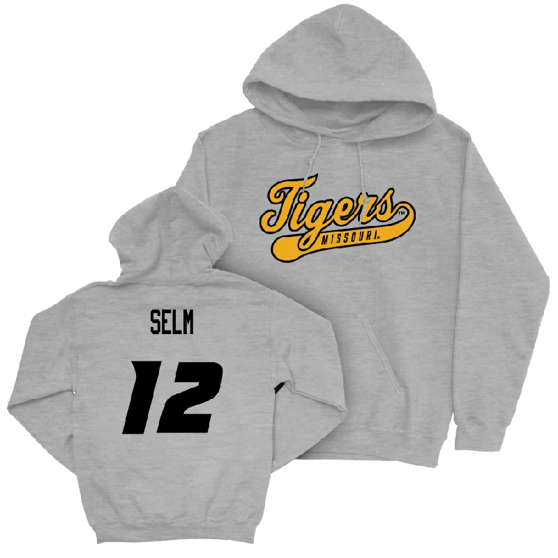 Sport Grey Women's Soccer Script Hoodie - Leah Selm Hoodie with Patch Decorative Personalized Sport Grey Women's Soccer Script Hoodie - Leah Selm Hoodie with Patch Decorative Personalized