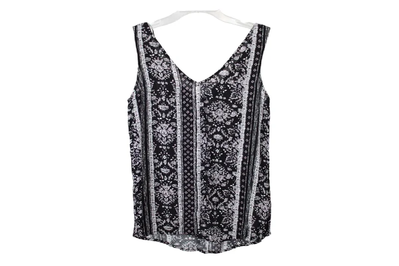 SO Black Patterned Tank | XS peach tank top