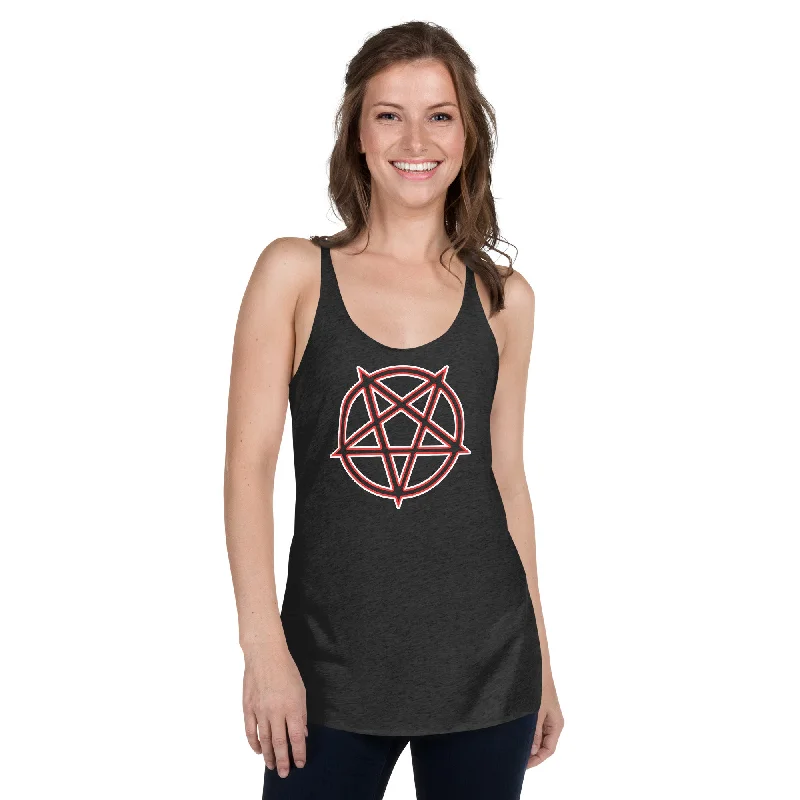 Satanic Occult Symbol The Inverted Pentagram Women's Racerback Tank Top Shirt tie dye tank Satanic Occult Symbol The Inverted Pentagram Women's Racerback Tank Top Shirt tie dye tank