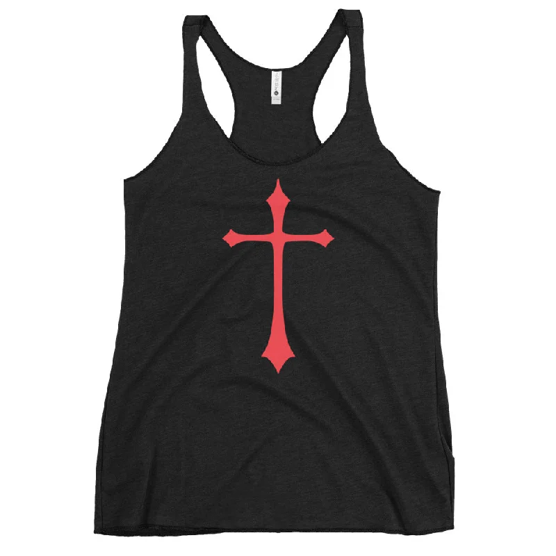 Red Gothic Medeival Holy Cross Women's Racerback Tank Top Shirt boho tank top