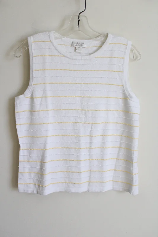 Christopher & banks White Yellow Knit Tank | M floral tank top