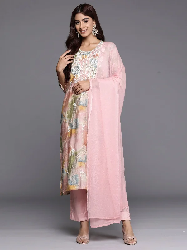 Women Multi Embroidered Straight Kurta Trousers With Dupatta Set Trousers chic fashionable Women Multi Embroidered Straight Kurta Trousers With Dupatta Set Trousers chic fashionable