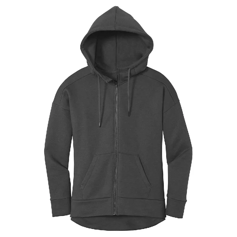 District Women's Charcoal Perfect Weight Fleece Full-Zip Hoodie Hoodie with Drawstring Waist Adjustable Fitted District Women's Charcoal Perfect Weight Fleece Full-Zip Hoodie Hoodie with Drawstring Waist Adjustable Fitted