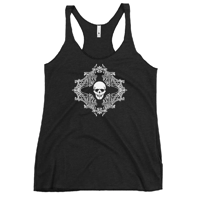 Spider Web Gothic Cobweb Skull Women's Racerback Tank Top Shirt soft tank top