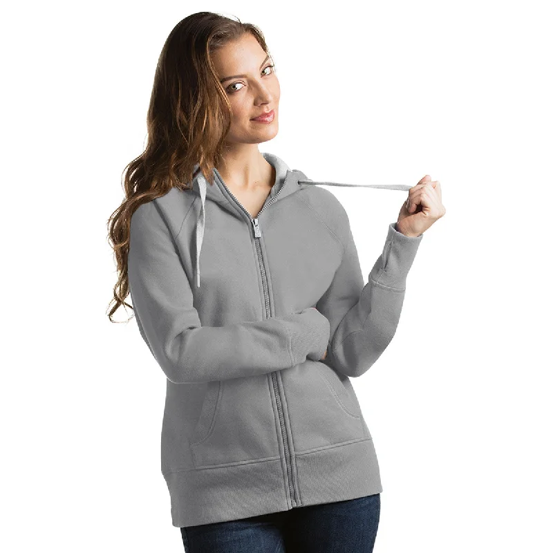 Antigua Women's Grey Heather Victory Hoodie Hoodie with Ribbed Cuffs Snug Fit Comfort Antigua Women's Grey Heather Victory Hoodie Hoodie with Ribbed Cuffs Snug Fit Comfort