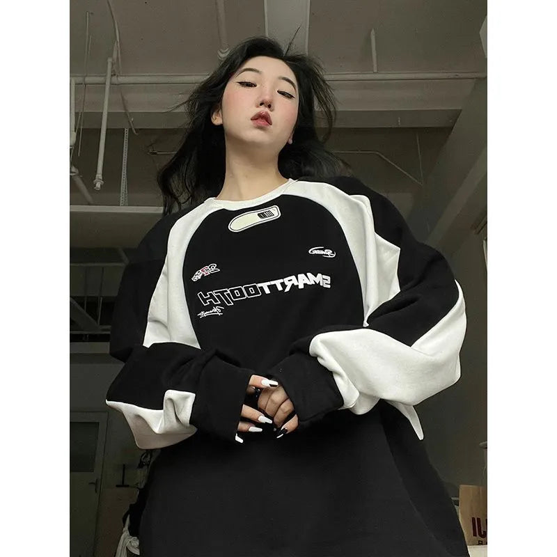 Y2k Vintage Women Sweatshirt Fashion Long Sleeve O-neck Pullover Tops Korean Style Letter Print Hippie Streetwear Hoodie Clothes Hoodie with High-Low Hem Asymmetrical Trendy Y2k Vintage Women Sweatshirt Fashion Long Sleeve O-neck Pullover Tops Korean Style Letter Print Hippie Streetwear Hoodie Clothes Hoodie with High-Low Hem Asymmetrical Trendy