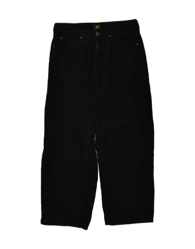 LEE Womens Straight Corduroy Trousers W26 L25 Black Cotton Trousers Satin Smooth