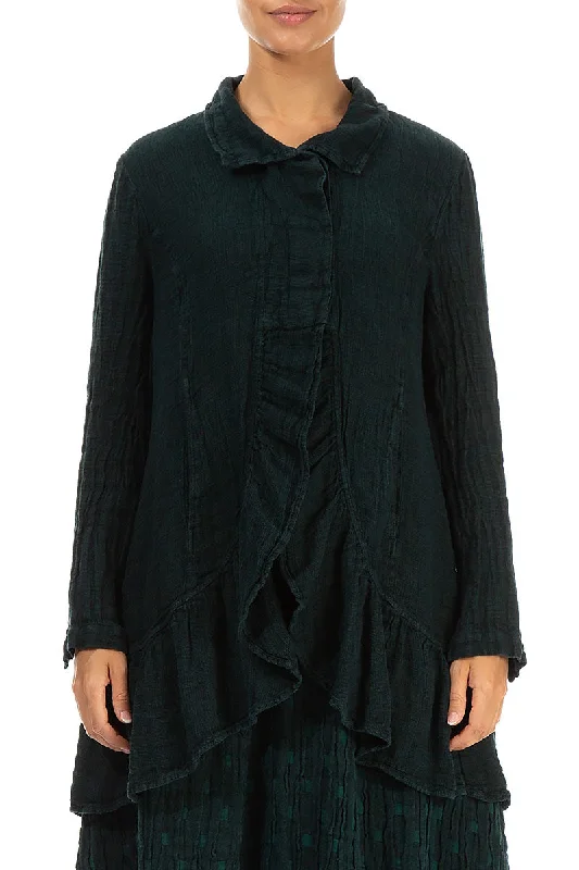 Frilled Edge Emerald Mélange Linen Jacket Herringbone Jacket Checkered Jacket Solid Jacket Frilled Edge Emerald Mélange Linen Jacket Herringbone Jacket Checkered Jacket Solid Jacket